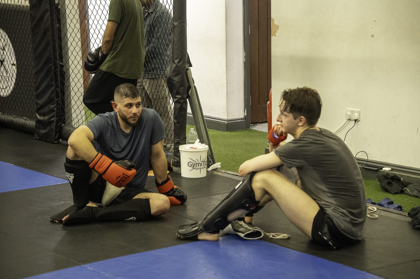 Tanser working on the mental side with a fighter